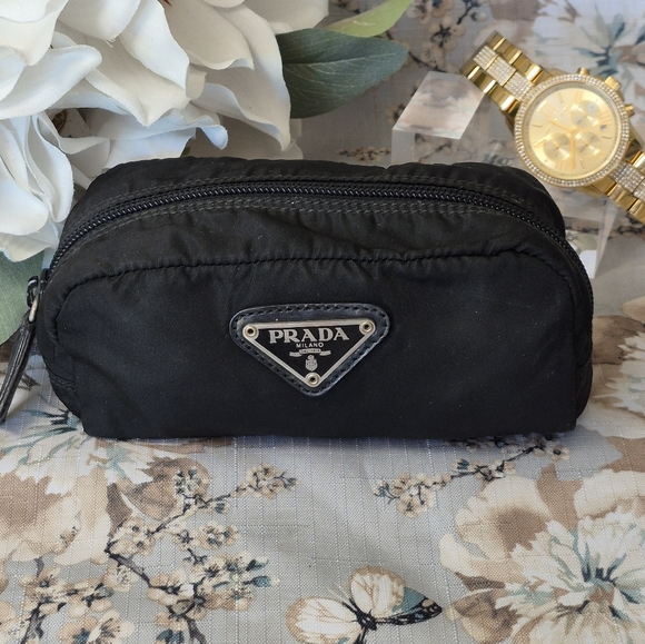 AUTHENTIC Prada Black Nylon Pouch Make Up Bag - Picture 1 of 13